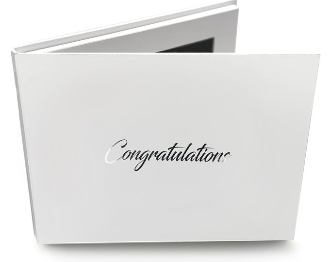 Personalised Video Memory Book With 'Congratulations' Silver Foil, 7" Video & Image Brochure, A5+ Hard Backed, Upload Your Own, 4GB memory