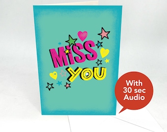 Recordable Audio Greeting Cards - Miss You - With 30 Seconds Audio