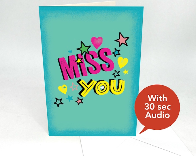 Recordable Audio Greeting Cards - Miss You - With 30 Seconds Audio