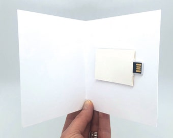 USB greetings cards - DIY - White greeting card with 1gb USB card