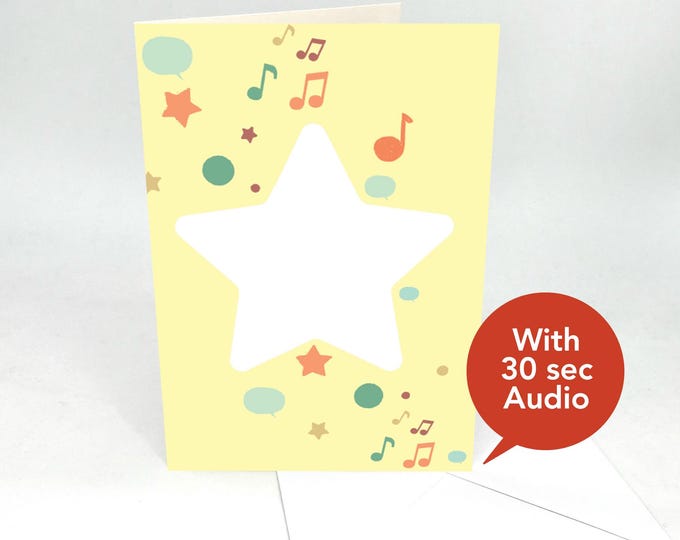 Recordable Audio Greeting Cards - Fancy Star - With 30 Seconds Audio