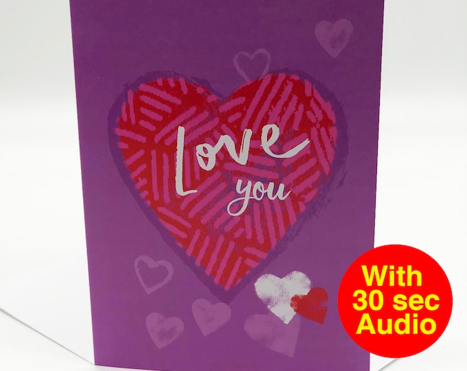 Recordable Audio Love You Cards - Love You Heart - AL2240 - With 30 second Audio