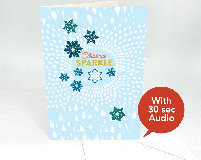 Recordable Audio Christmas Cards -  Christmas Sparkle - With 30 Seconds Audio