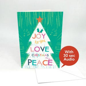 Tarjetas navideñas con audio grabable - Alegría del árbol de Navidad - Con audio de 30 segundos