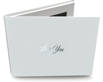 Personalised Video Memory Books With 'Love You' Silver Foil, 7" Video & Image Brochure, A5+ Hard Backed, Upload Your Own, 4GB memory