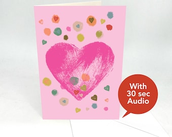 Recordable Audio Love Cards - Confetti Heart - With 30 Seconds Audio