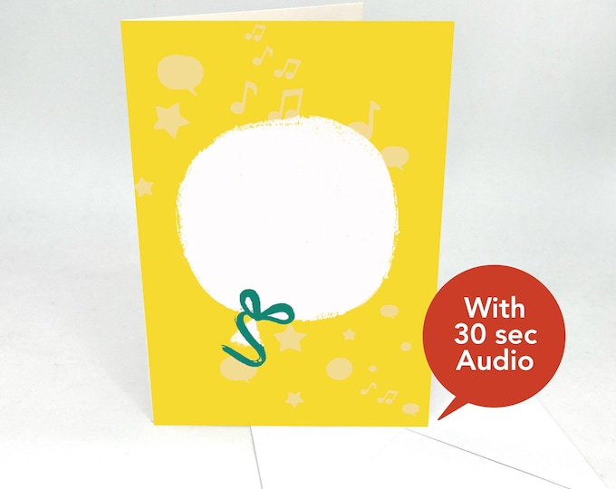 Recordable Audio Greeting Cards - Yellow Balloon - With 30 Seconds Audio