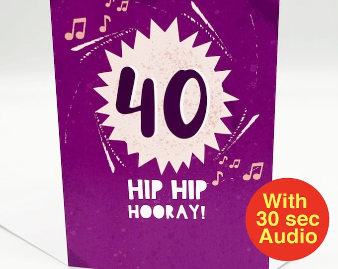 Recordable Audio Birthday Cards - 40th - AB2206 -  With 30 second Audio