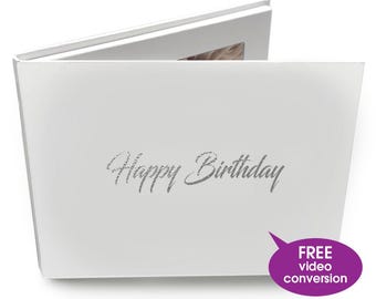 Unique Personalized 7" Hard Back Video Cards - Happy Birthday - Share Your Holiday Message - 4GB Memory. Upload Your Own Video.