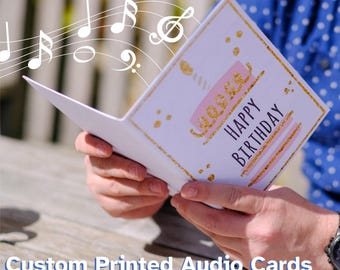 Personalized Recordable Audio Greeting Cards - Custom Printed - 30 second Audio. Upload Your Own Audio & Design