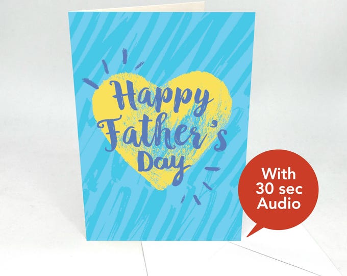 Recordable Audio Father's Day Cards - Father's Day Greeting Card - Heart - With 30 Seconds Audio