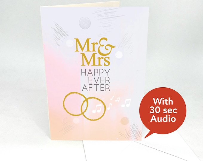 Recordable Audio Wedding Celebration Cards - Mr & Mrs - With 30 Seconds Audio