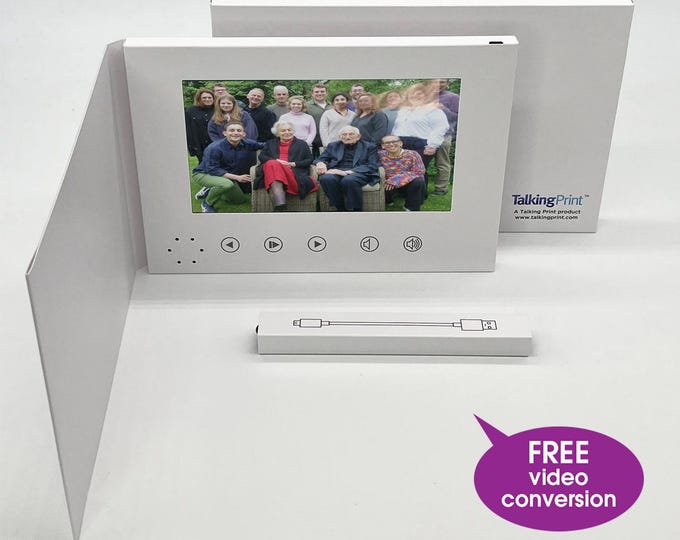 Recordable Video Greeting Card - Soft Back - 7" IPS HD Screen - Blank or Custom Printed - 4GB (4 hour playtime)