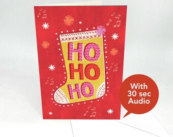 Recordable Audio Christmas Cards - HoHoHo - With 30 Seconds Audio