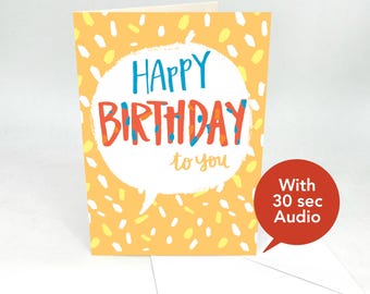Recordable Audio Birthday Cards - Speech - With 30 Seconds Audio