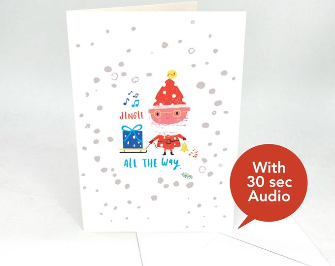 Recordable Audio Christmas Cards - Cute Santa - With 30 Seconds Audio