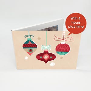 Regalo di Natale unico - Schede video da 7" - Custodia per palline di Natale - Memoria da 4 GB - Condividi messaggi di Natale!