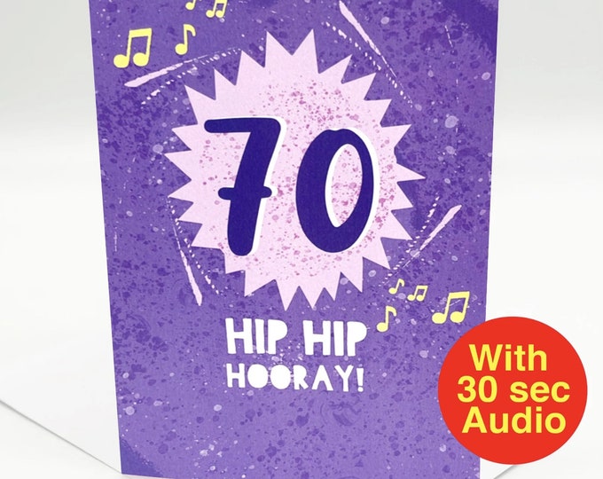 Recordable Audio Birthday Cards - 70th - AB2206 -  With 30 second Audio
