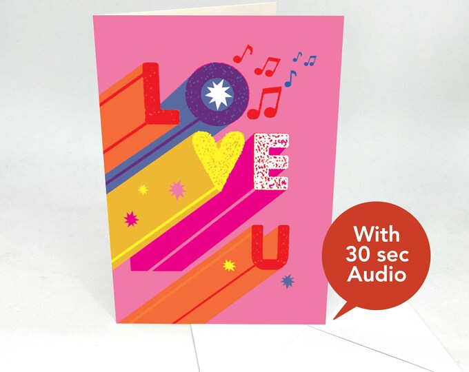 Recordable Audio Love Cards - LOVE U - With 30 Seconds Audio