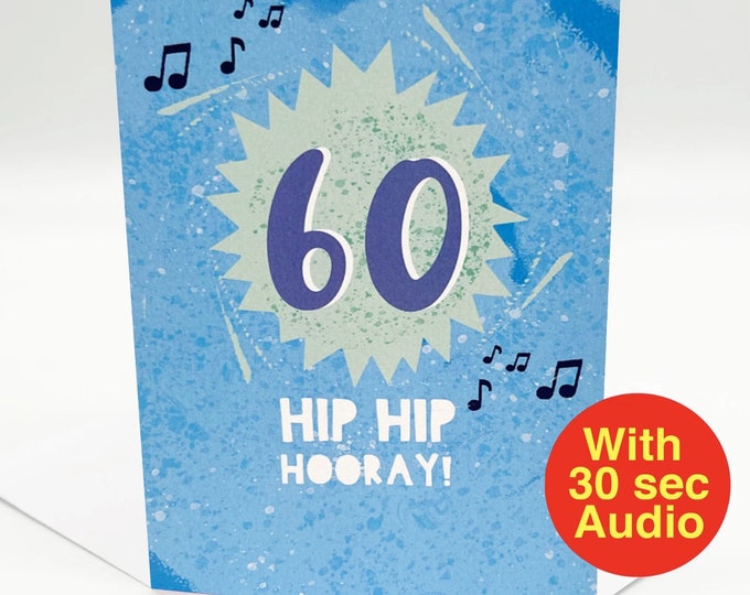 Recordable Audio Birthday Cards - 60th - AB2206 -  With 30 second Audio