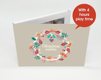 Unique Personalized Christmas Gift - 7" Video Book - Christmas Wreath Cover - 4GB Memory Storage - Share Holiday Messages!