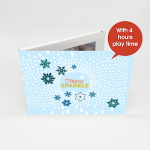 Uniek gepersonaliseerd kerstcadeau - 7" videoboek - Sparkle kerstomslag - 4 GB geheugenopslag - deel vakantieberichten!