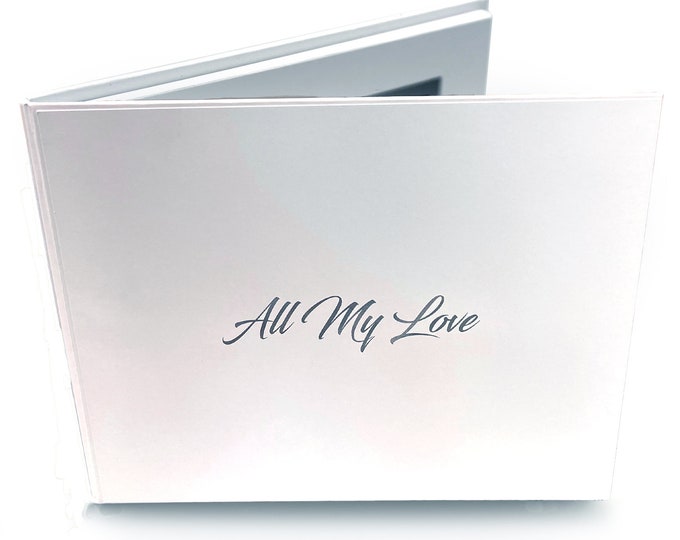 Personalised Video Memory Books With 'All My Love' Silver Foil, 7" Video & Image Brochure, A5+ Hard Backed, Upload Your Own, 4GB memory