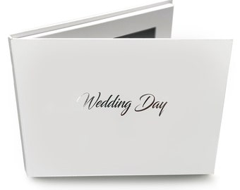 Personalised Video Memory Books With 'Wedding Day' Silver Foil, 7" Video & Image Brochure, A5+ Hard Backed, Upload Your Own, 4GB memory