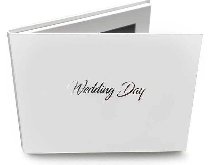 Personalised Video Memory Books With 'Wedding Day' Silver Foil, 7" Video & Image Brochure, A5+ Hard Backed, Upload Your Own, 4GB memory