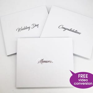 Libri di memoria Video personalizzato unico con titolo in lamina d'argento, brochure video IPS da 7", A5+ con retro rigido, carica il tuo, memoria da 4 GB