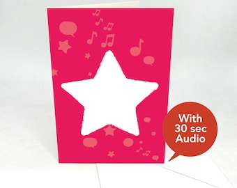 Recordable Audio Greeting Cards - Red Star - With 30 Seconds Audio