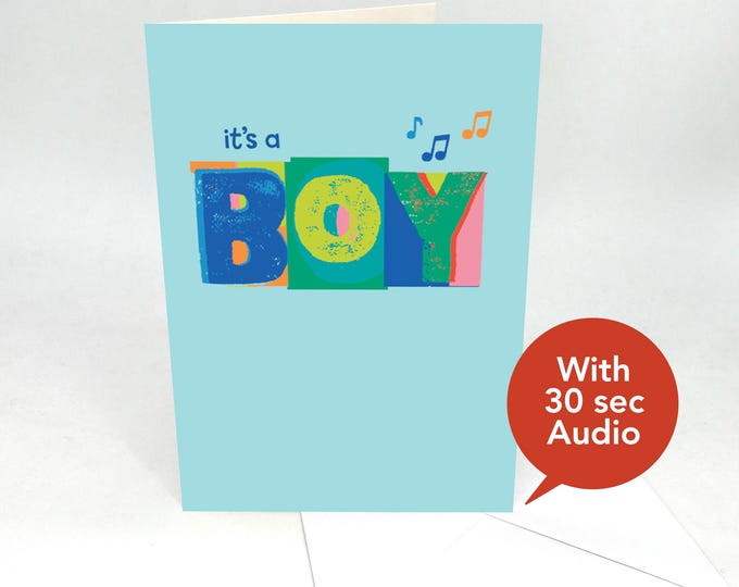 Recordable Audio Celebration & Announcement Cards - It's a Boy - With 30 Seconds Audio