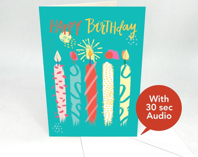 Recordable Audio Birthday Cards - Candles - With 30 Seconds Audio