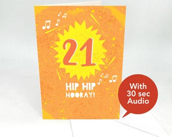 Recordable Audio 21st Birthday Card: Personalized Greeting (30 Second Audio)