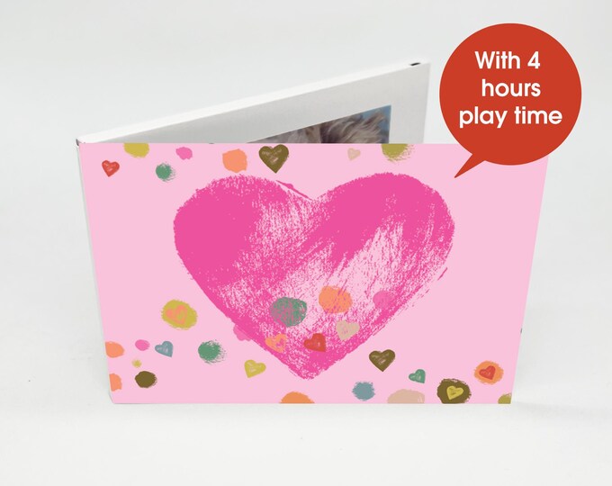 Unique Personalized Gift - 7" Video Book - Pink Heart Cover - 4GB Memory Storage - Share Holiday Messages!