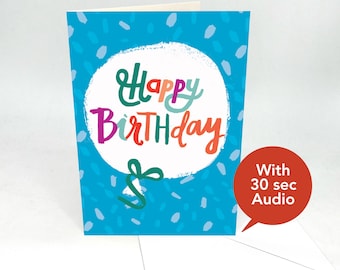 Recordable Audio Birthday Cards - Balloon -  With 30 Seconds Audio
