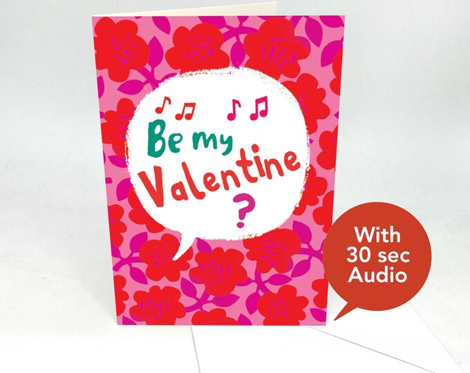 Recordable Audio Valentine's Cards - Be My Valentine - Valentine Card Speech - With 30 Seconds Audio