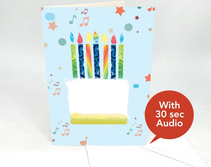 Recordable Audio Birthday Cards - Fancy Cake - With 30 Seconds Audio