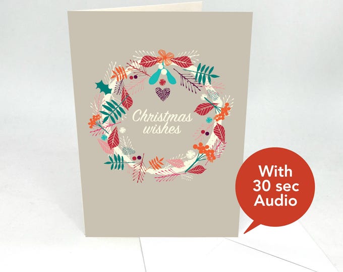 Recordable Audio Christmas Cards - Christmas Wishes - With 30 Seconds Audio