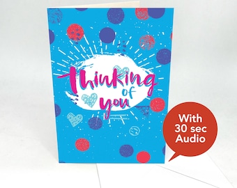 Recordable Audio Greeting Cards - Thinking of You - With 30 Seconds Audio