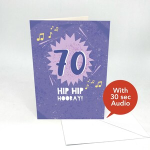 Cartes d'anniversaire avec son enregistrable - Cartes de voeux pour le 70e anniversaire - Avec son de 30 secondes