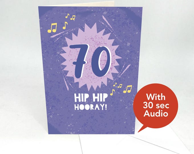 Recordable Audio Birthday Cards - 70th Birthday Greeting Cards - With 30 second Audio