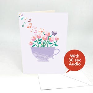 Tarjetas de felicitación con audio grabable - Flores elegantes - Con audio de 30 segundos