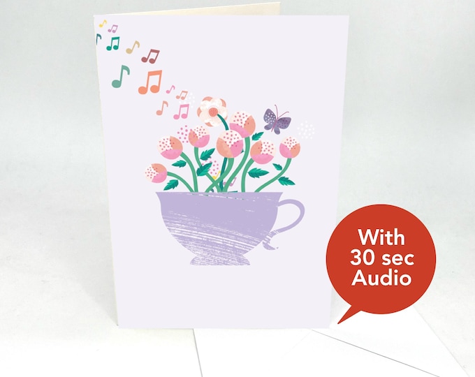 Recordable Audio Greeting Cards - Fancy Flowers - With 30 Seconds Audio