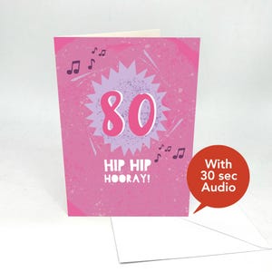 Beschreibbare Audio-Geburtstagskarten - Grußkarten zum 80. Geburtstag - Mit 30 Sekunden Ton