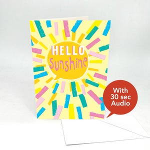 Cartes de voeux audio enregistrables - Hello Sunshine - Avec 30 secondes d'audio