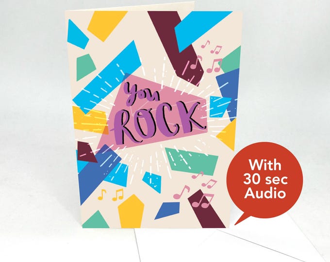 Recordable Audio Congratulations Cards - You Rock - With 30 Seconds Audio