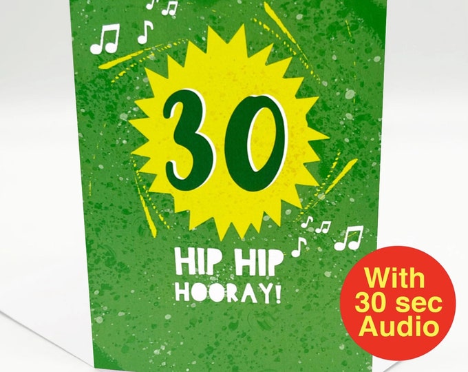 Recordable Audio Birthday Cards - 30th - AB2206 -  With 30 second Audio