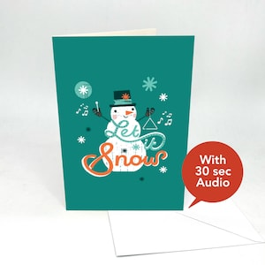 Cartões de Natal com áudio gravável - Boneco de neve de Natal Let It Snow - Com áudio de 30 segundos