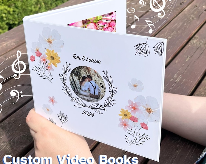 Personalised Hardback Video Book - 7" HD Screen - Custom Printed - Share Your Memories with Family & Friends - 4GB - Upload Your Own Videos